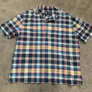 The Nutter Mens Shirt XL Blue Plaid Popover Chubbies Short‎ Sleeve USA